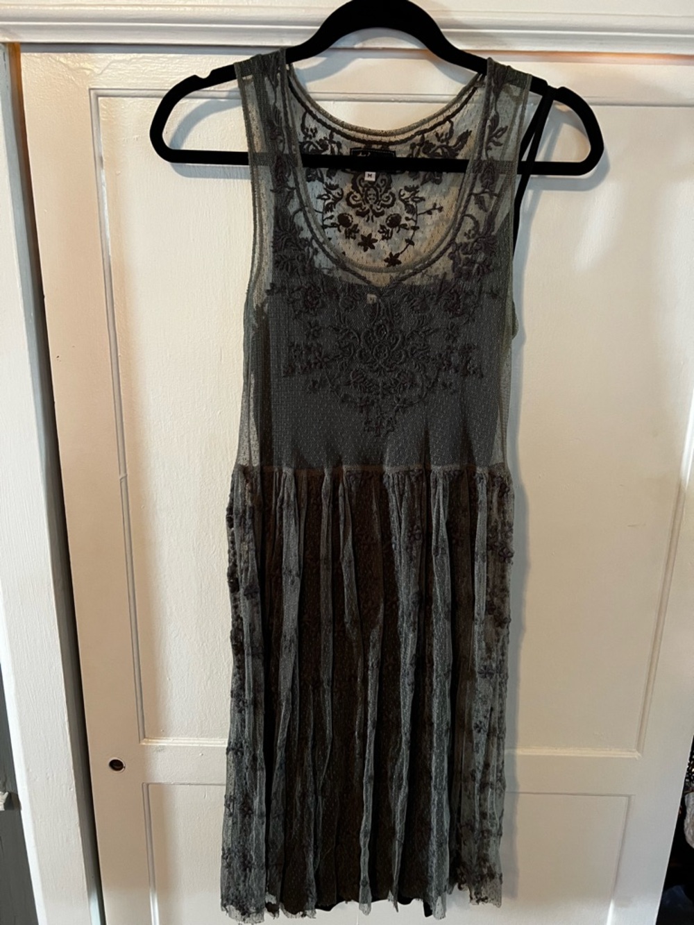 BIYA FOR JOHNNY WAS Lace Dress in Charcoal - Size M